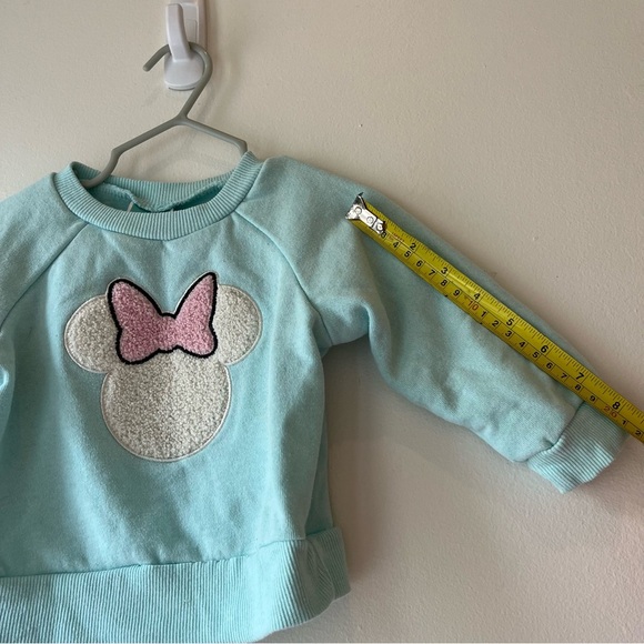 🌼 5/$25 Disney Baby Minnie Mouse Aqua Sweatshirt 12M Pink Bow Pullover Toddler - Picture 5 of 8